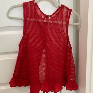 Red Lace Free People Shirt